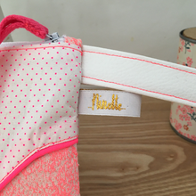 Charger l&#39;image dans la galerie, Trousse Eliette jacquard rose et coton pois rose fluo
